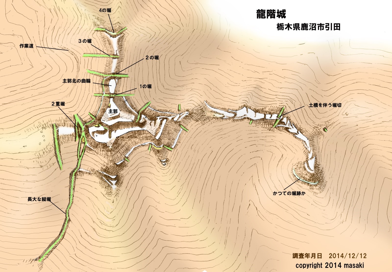 龍階城縄張り図(上が北) 龍階城縄張り図(上が北)