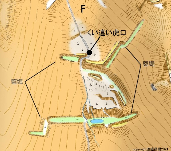 図(2)Fの谷くい違い虎口 図(2)Fの谷くい違い虎口